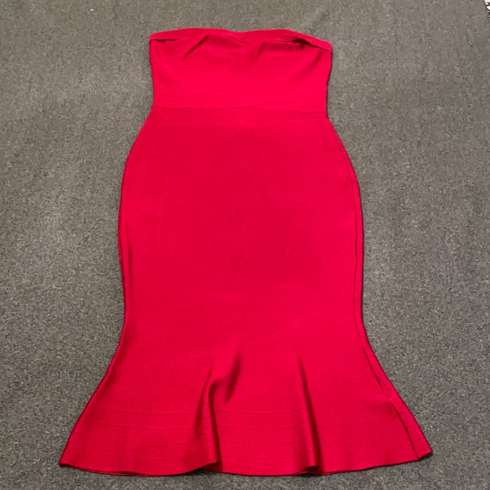 Venus red strapless fit and flare cocktail dress